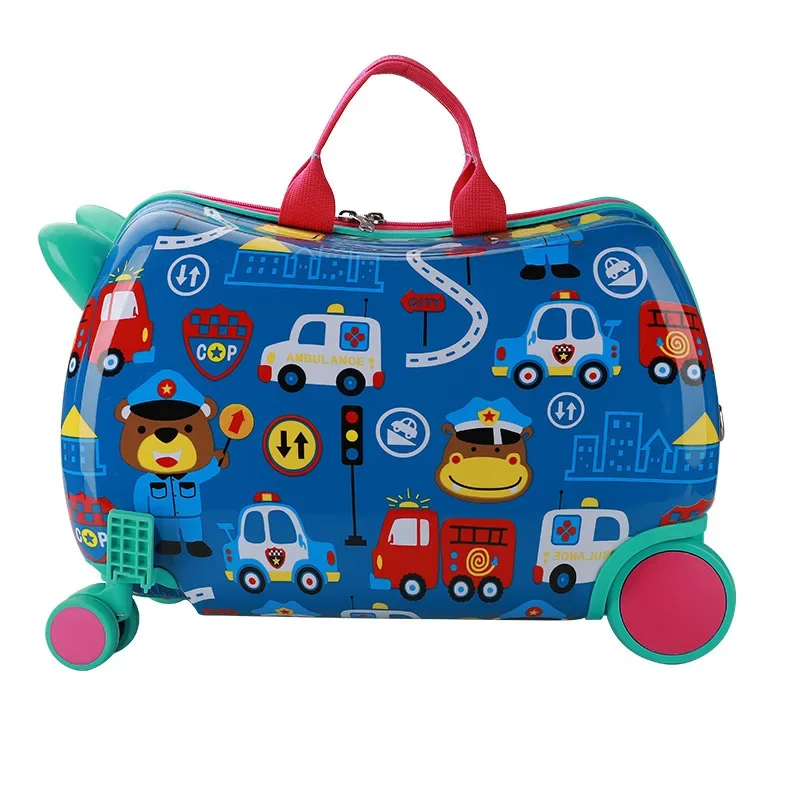 Valise à roulettes multifonctionnelle pour enfants, peut s'asseoir pour rouler, sacs de voyage de dessin animé, bagages à roulettes, cadeau pour bébé