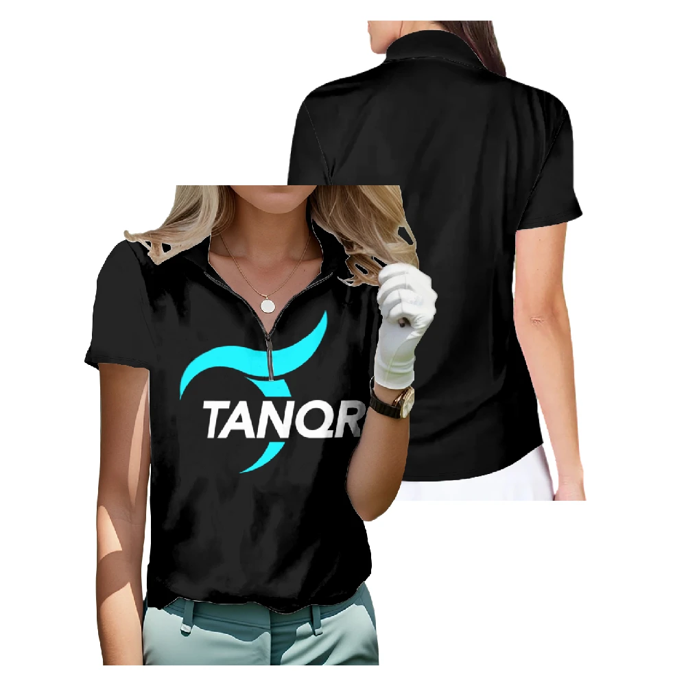 

Tanqr Short Sleeve Golf Shirt Breathable Quick Dry Half Zip Tops Fashion Streetwear Women Sportswear