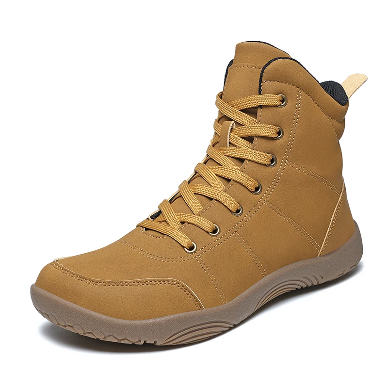 

Fashion Hikking Boots Man Leather Casual Shoes Women Walking Boots Non-slip Rubber Mens Sneakers Outdoor Flat Footwear Wide Toe