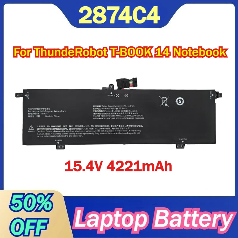 

2874C4 15.4V 4221mAh Laptop Battery For ThundeRobot T-BOOK 14 Notebook Batteries