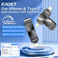 EAGET i66Pro For iPhone USB Flash Drive 128G 256G 512G Type-C Flash Drive MFi Certification Memory Stick For iPhone 15 iPad