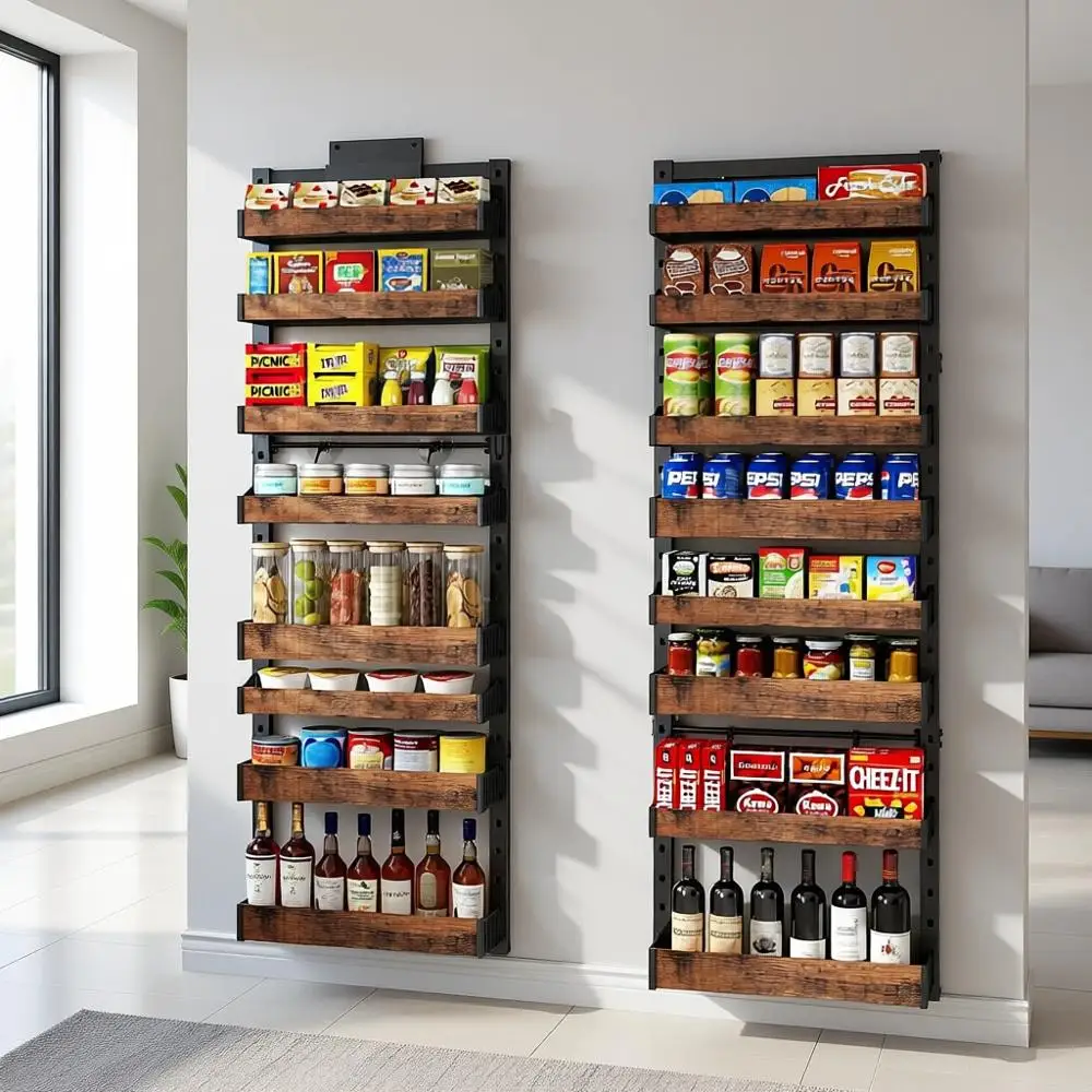 

8-ярусный металлический органайзер для хранения над дверью - регулируемые корзины для кухонного хранения и полка для специй