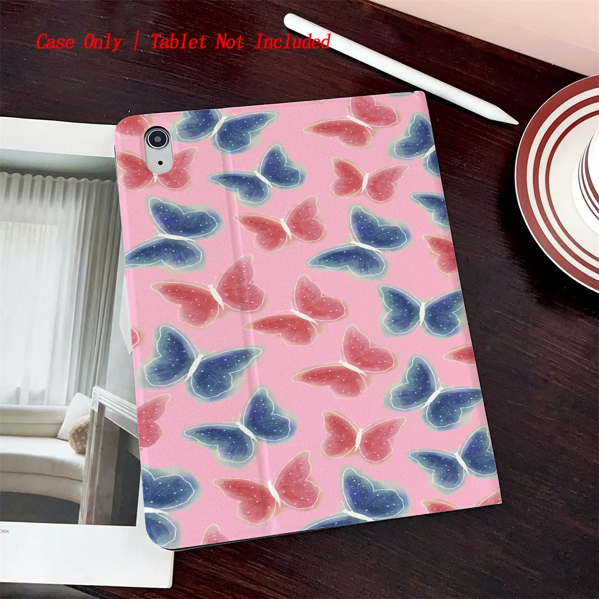 Butterfly Printed iPad Case with Pen Slot - Simple Fresh Style Book Design for Pro/Air 5 4/iPad 10/Mini 5