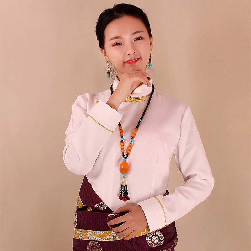 

New Women's Tailored Tibetan Sle irt Slim Fit Ethnic Hanfu Faion Chinese Traditional Top Jiaxing Tang Costume