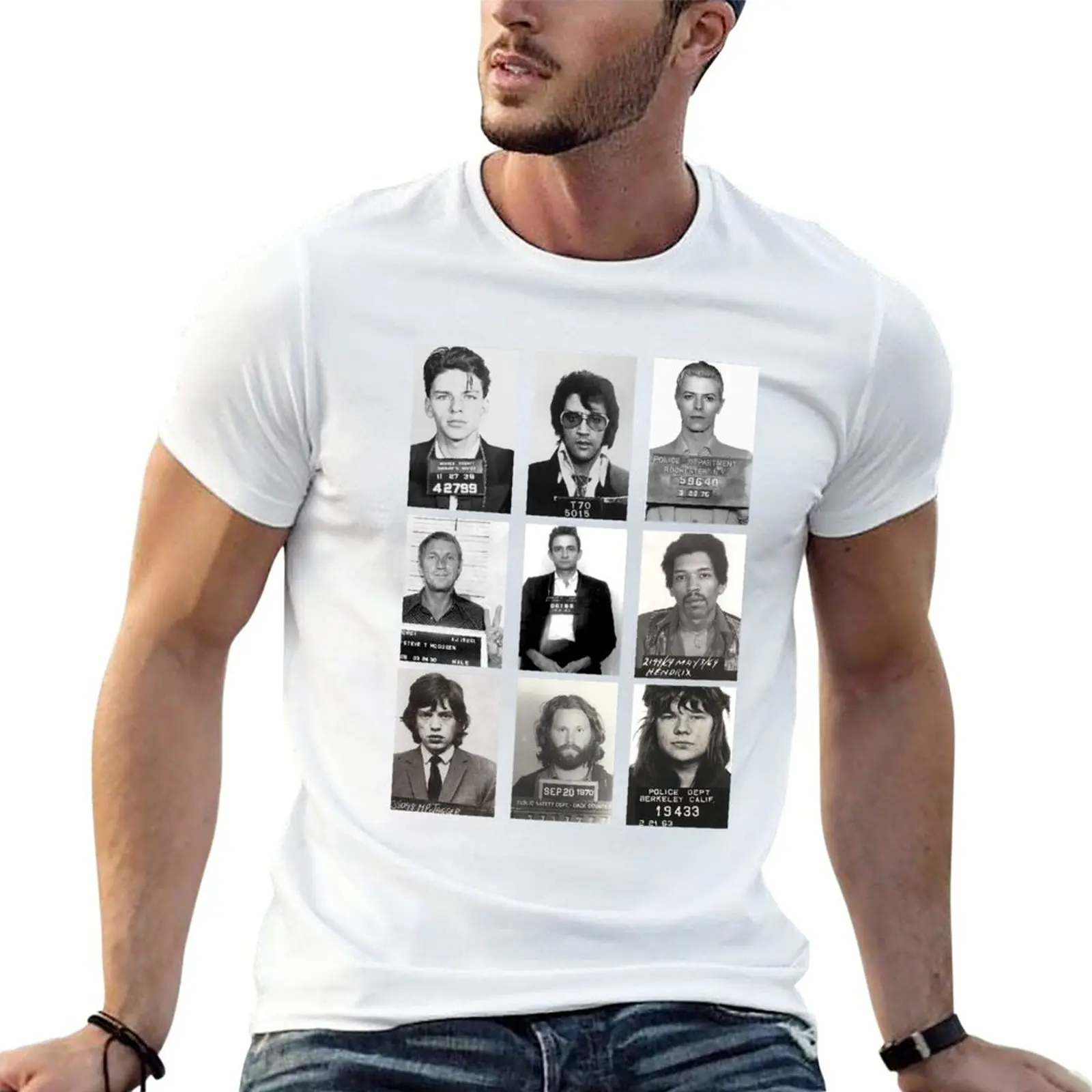 

New Celebrity Mugshots Photography (Borderless) - Rock Stars And Actors - Celeb Photo Set Collage T-Shirt