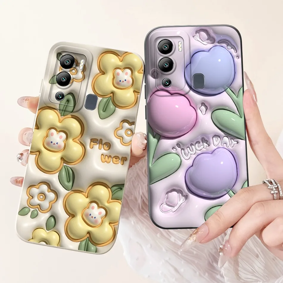 For Infinix Hot 12i Case Hot 12 Play Hot12i X665B X6816C Cute Panda Rabbit Cartoon Camera Protective Soft Silicone Phone Case