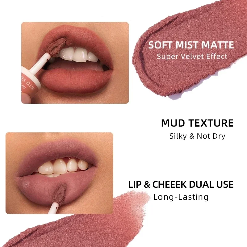 In Je Make-Up Lipgloss Miltcolor Matte Fluwelen Lippenstift Waterdichte Rode Lip Tint Lip Glazuur Beauty Cosmetica Lippenstift Lipgloss