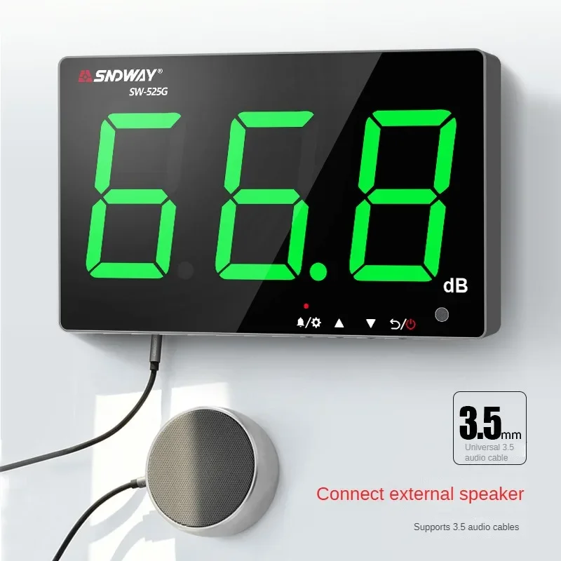 

SNDWAY SW-525G Level Meter 30~130dB Green Digital Display High Precision Original Wall Mounted Noise Digital Sound Level Meter