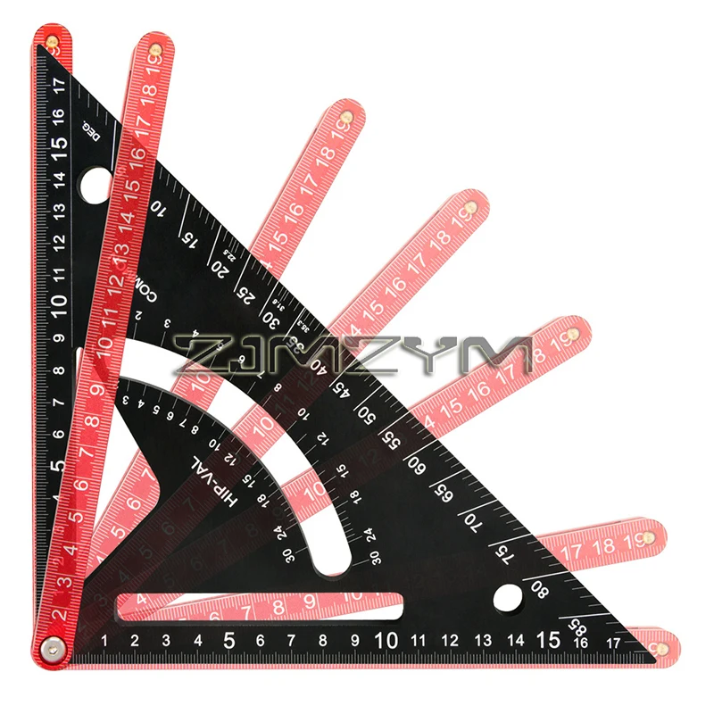 7 Inch Carpentry Triangle Ruler Adjustable Multi Function Carpenter Layout Square Woodworking Tools Aluminum Alloy Triangular