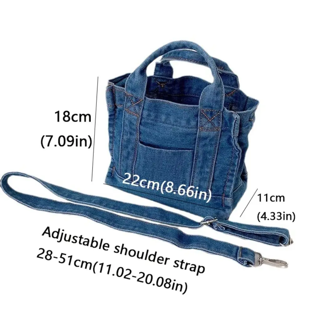 Cute Single Shoulder Denim Crossbody Bag Casual Korean Style Summer Canvas Bag Handbag Messenger Bag for Girls Ladies