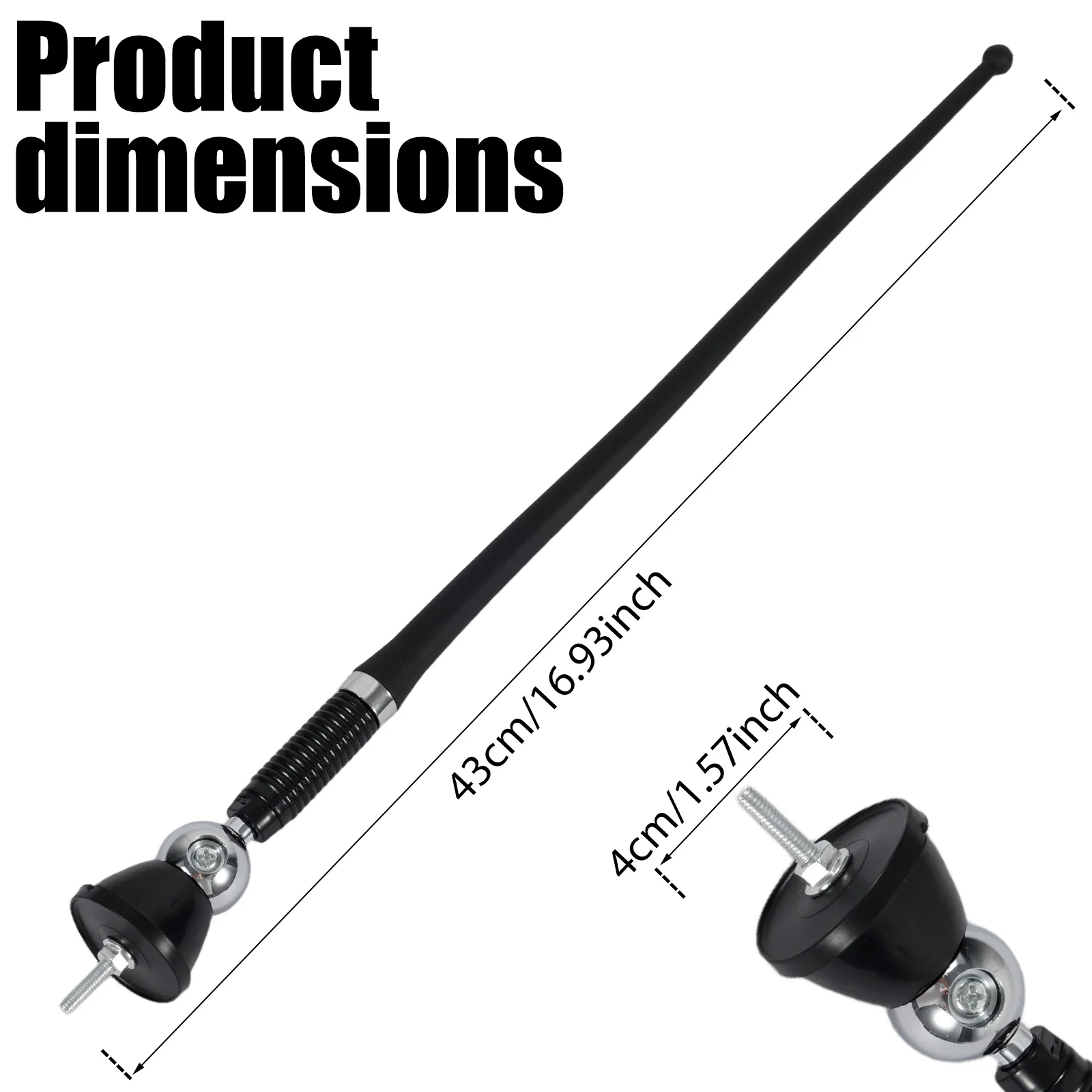 17'' Auto-Dachradioantenne AM-FM Gummi-Radioantenne mit 180-Grad-Drehbasis Flexible Dachmontage-Signalantenne für Fahrzeuge – Detail 2