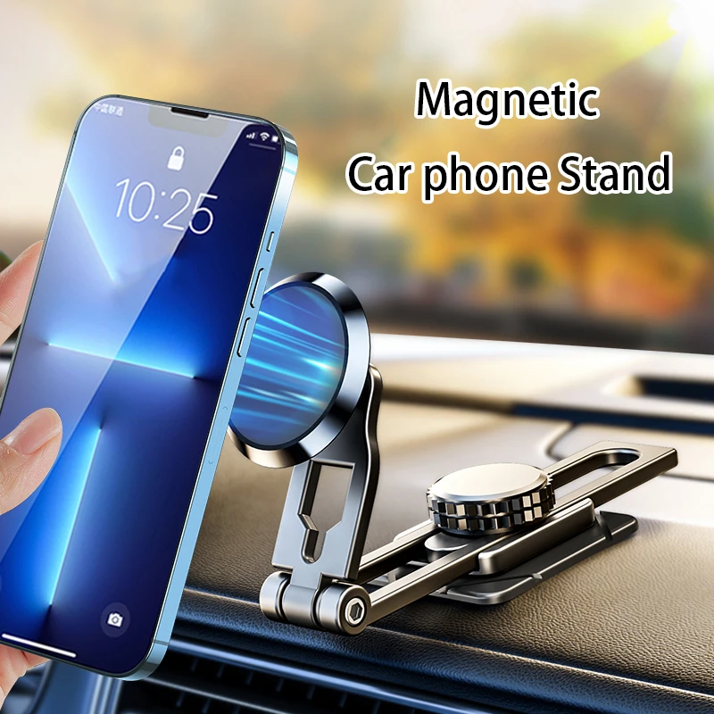 

720 Rotate Metal Magnetic Car Phone Holder Foldable Universal Mobile Phone Stand Air Vent Magnet Mount GPS Support For All phone