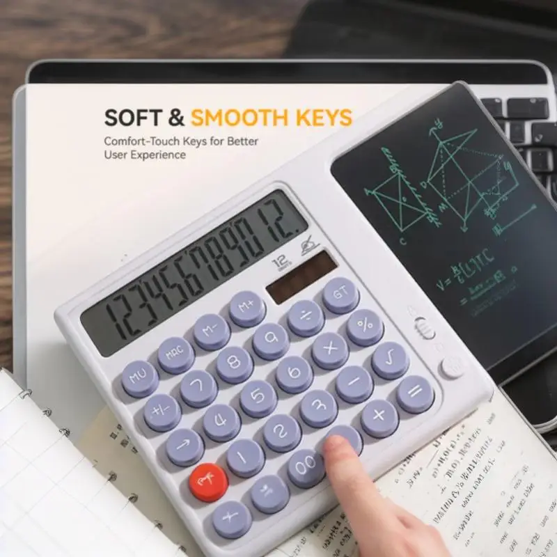 Calculator With Handwriting Pad For Student 12 Digits Big Display Screen Dual Power Colorful Large-Screen Calculator