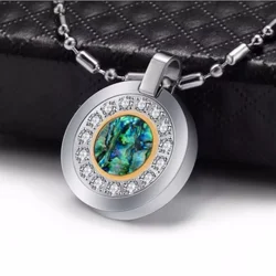 Women Stainless Steel Round Necklace Healing Scalar Energy Pendant For Men Charms Jewelry Accessories with Natural Shell As Gift