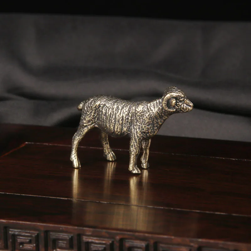 Brass Sheep Desktop Ornament Twelve Zodiac Zodiac Sheep Blessing Cultural Play Tea Pet Ornament Craft Old Bronze Ware New Decor