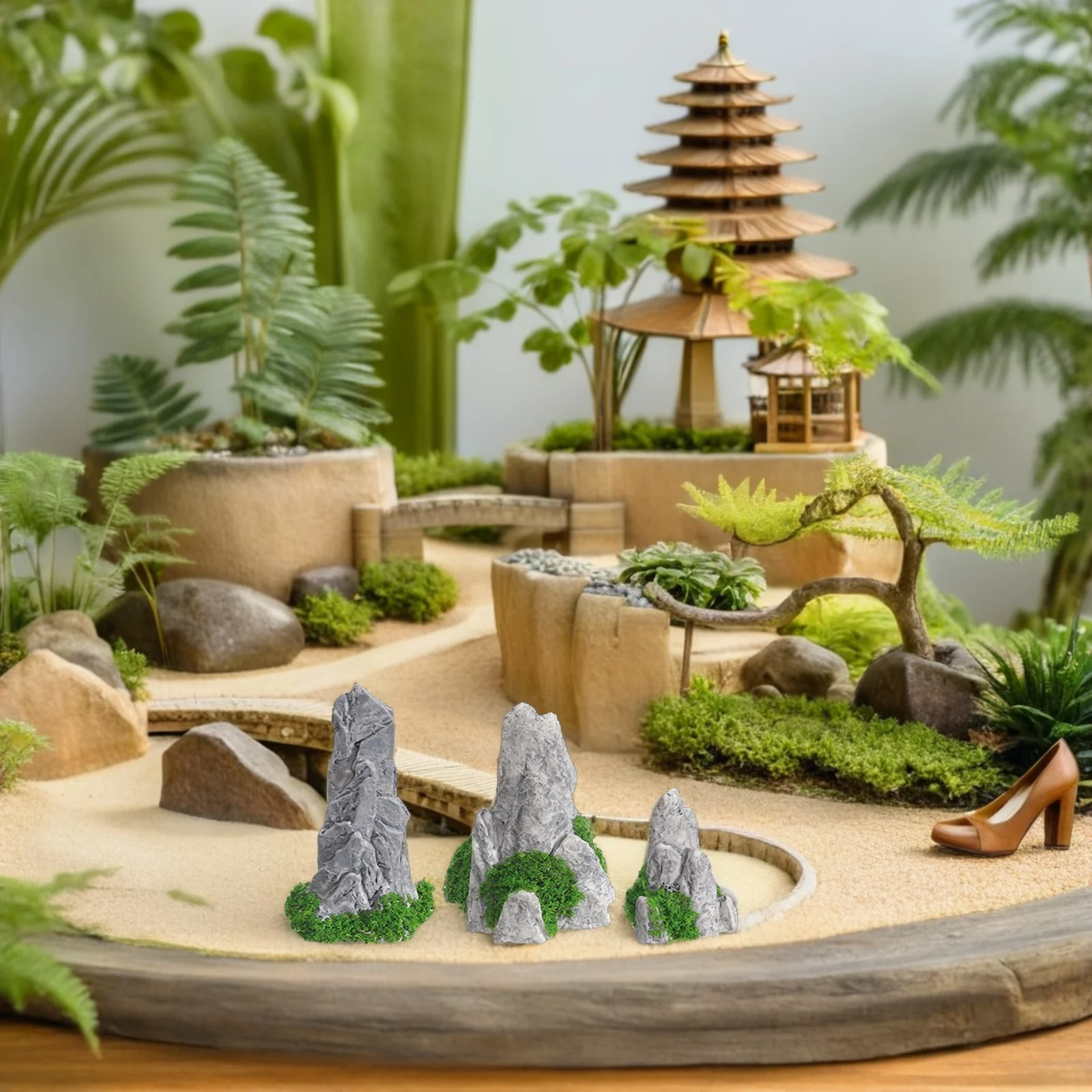 

15Pcs Miniature Rockery Resin Artificial Mountain Scene Zen Garden Accessories Home Office Desk Micro Landscape Aquarium Decor