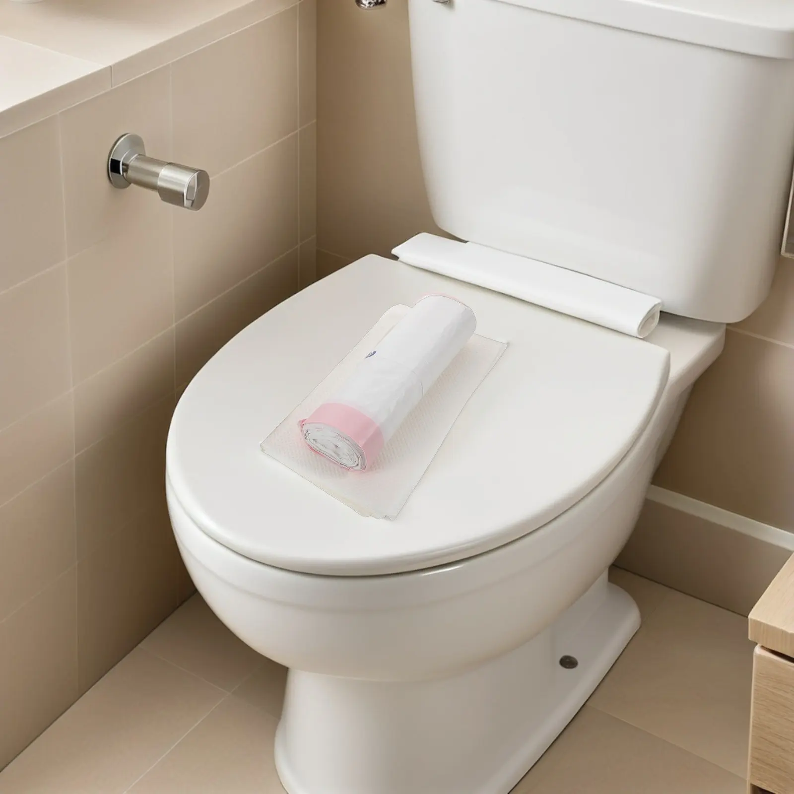 1Set Bedside Toilet Commode Bags with 40 Absorbent Pads Quick-Absorbing Odor-Blocking Disposable Liners for Elderly Portable