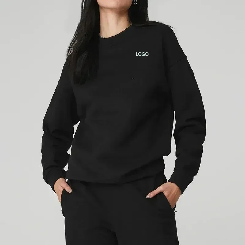 Rundhals pullover für Damen Frühling und Herbst Sport lässig locker sitzende Mode Top