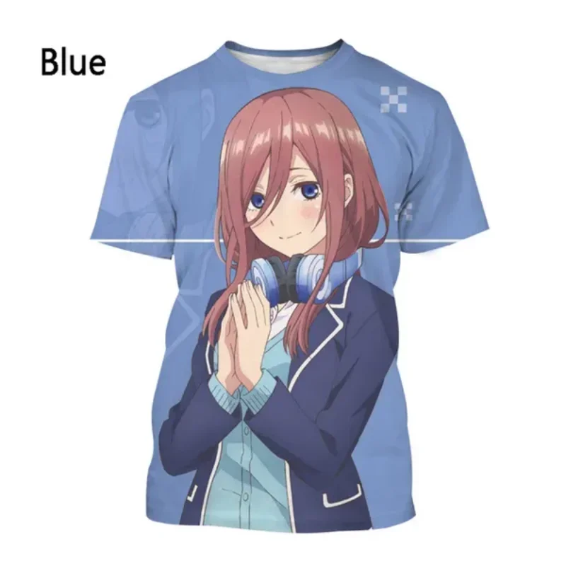 Fashion Men Clothing Anime The Quintessential Quintuplets Nakano Miku 3D Print T-shirt Harajuku Street Unisex Oversized T Shirt