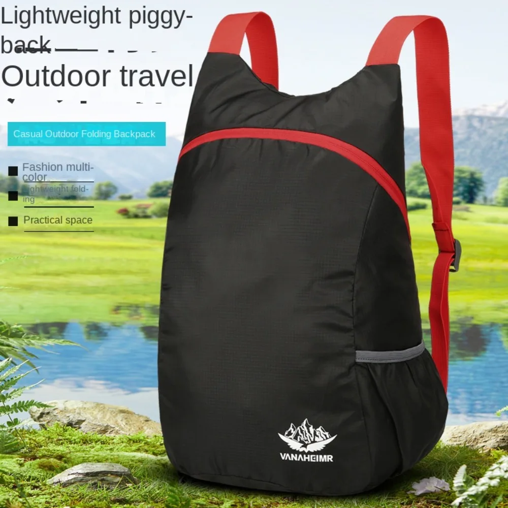 

Large Capacity Foldable Men Backpack Zipper Waterproof Sports Knapsack Polyester Shoulders Bag Lightweight Nylon Bag Outdoor