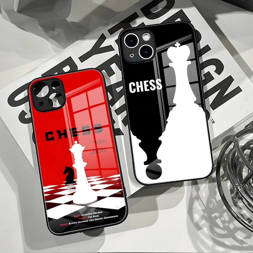 Chess Surreal Art Phone Case for iPhone 14 Pro Max 15 Pro 12 11 13 Mini X XR XS 8 7 Plus SE Tempered Glass Back Cover