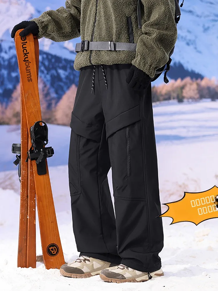 

Зимние брюки для сноуборда Thiened Fce, мужские повседневные прямые брюки на молнии, мягкие, теплые, до -40 градусов