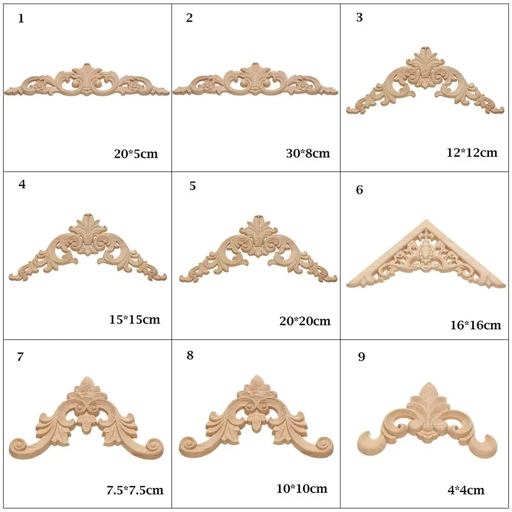 Części meblowe unikalny naturalny wzór kwiatowy rzeźbiony w drewnie narożnik aplikacje rama drewniane figurki rzemiosło rzeźby w drewnie dekoracyjne
