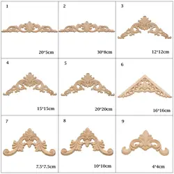 Części meblowe unikalny naturalny wzór kwiatowy rzeźbiony w drewnie narożnik aplikacje rama drewniane figurki rzemiosło rzeźby w drewnie dekoracyjne