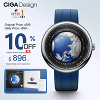 CIGA Design Blue Planet Watches for Men High-end Luxury Mechanical Automatic Watch Steel / Titanium Case Male Wrist Timepiece