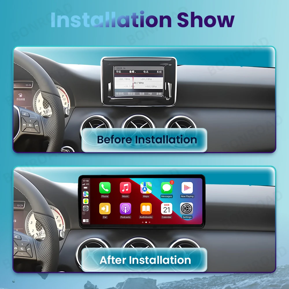 BONROAD 2400*900 12,3 Zoll Touchscreen Ultra-Dünnes Auto-Multimedia-System mit Wireless CarPlay, Android Auto, Radio, GPS für Mercedes Benz C GLC V W204 W205, GPS-Display, Navigation, Stereo, Mirrorring, Airplay, Autolink – Detail 6