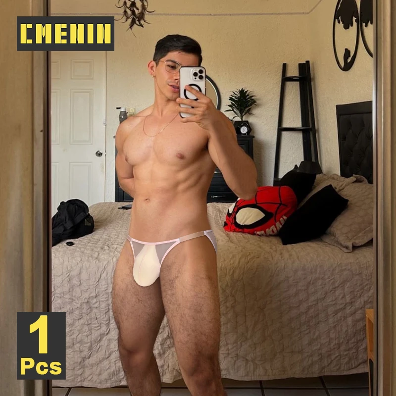 CMENIN Transparent Mesh Men Underwear Briefs Sexy Bikini Men\'s Panties Sissy Ultra-thin Breathable Underpants Gays Men Briefs