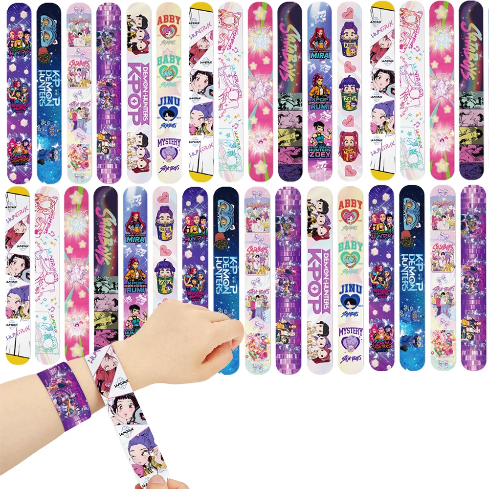 أنيمي فيلم Kpops شيطان هنتي صفعة أساور هدايا الحفلات Kpops الشياطين حفلة عيد ميلاد الديكور أسورة يد هدايا الحفلات