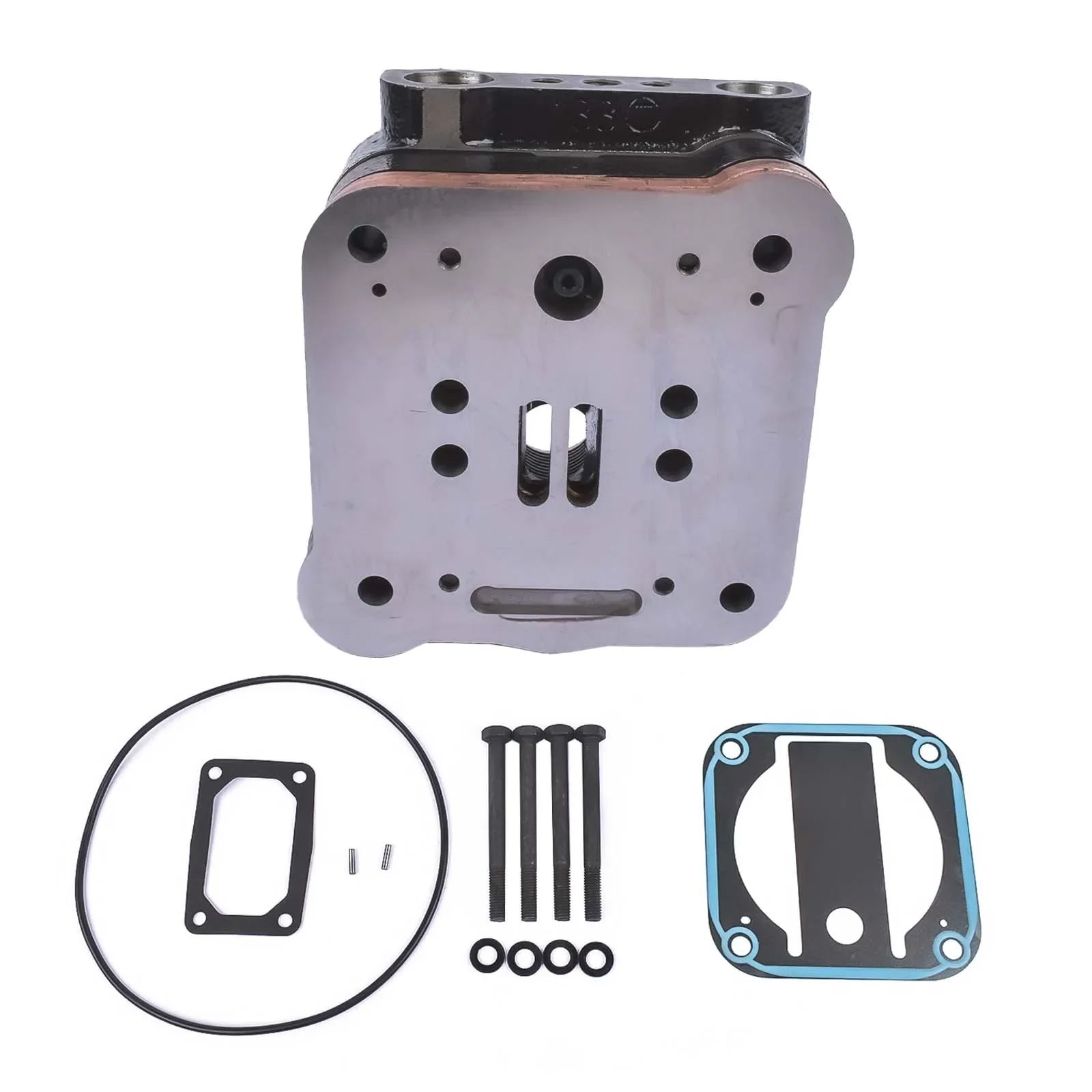 AP01 Air Brake Compressor Cylinder Head w/ Plate Kit For Detroit DDC S60 New 5018485 5018523 5016613 5016612 801287 23532823