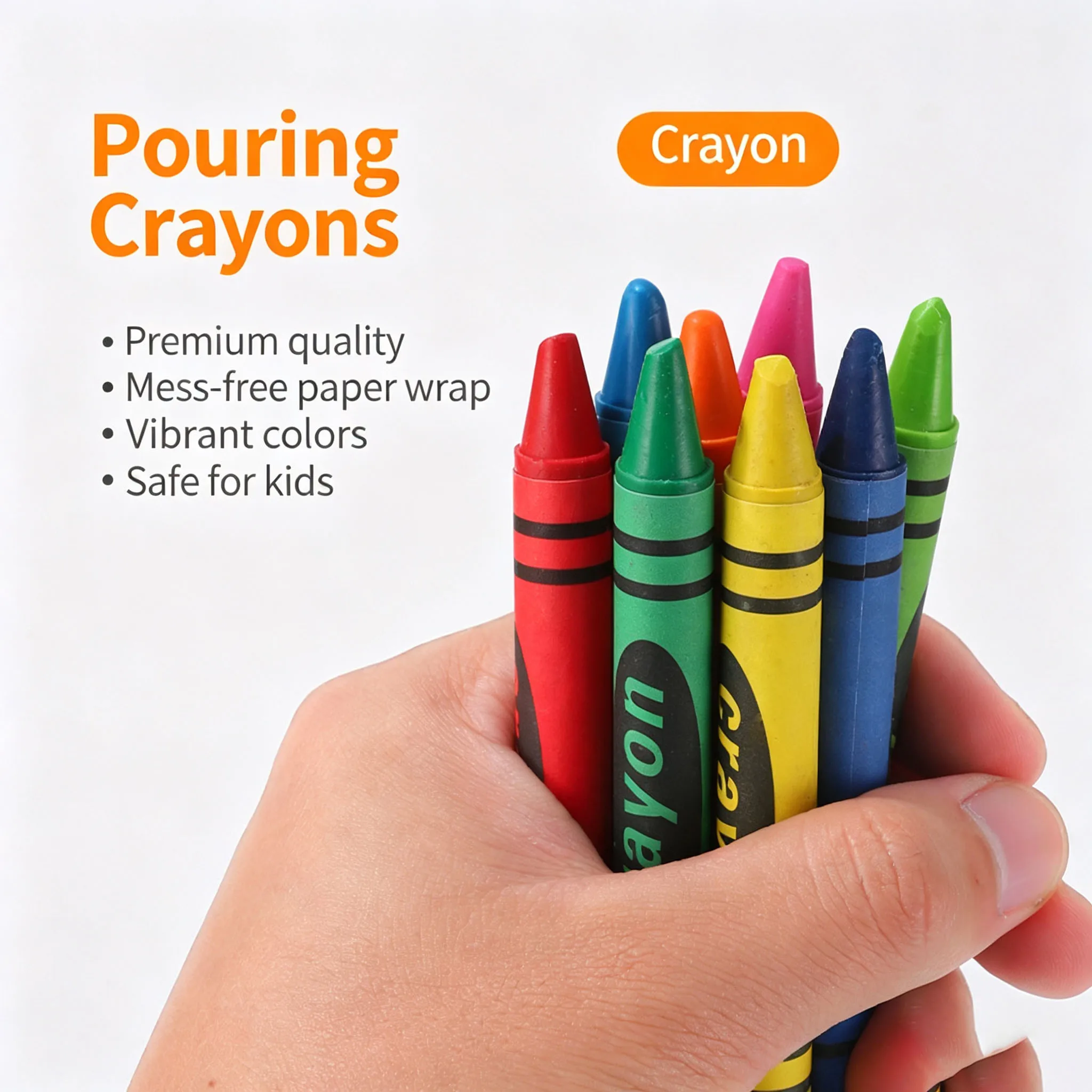Kids Wax Crayons Set 8Pcs Non‑Toxic Paper Wrapped Assorted Colors Easy Grip for Children Students School Painting Supplies Gift