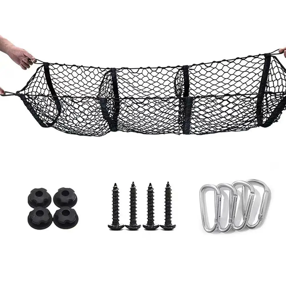 Car Mesh Elastic Nylon Rear Back Cargo Trunk Storage Organizer Luggage Net Trunk Bed Holder For SUV Car Pickup Truck Bed Ac J0Z9