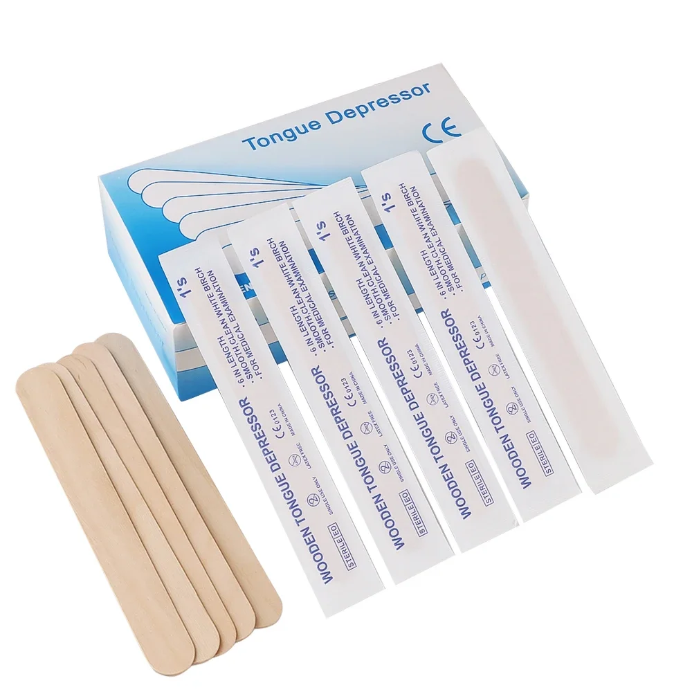 

Disposable Wooden Tongue Depressor for Tattoo, Waxing Stick, Individual Pack Removal, Tongue Beauty Tool, 10/30/50/100/200Pcs