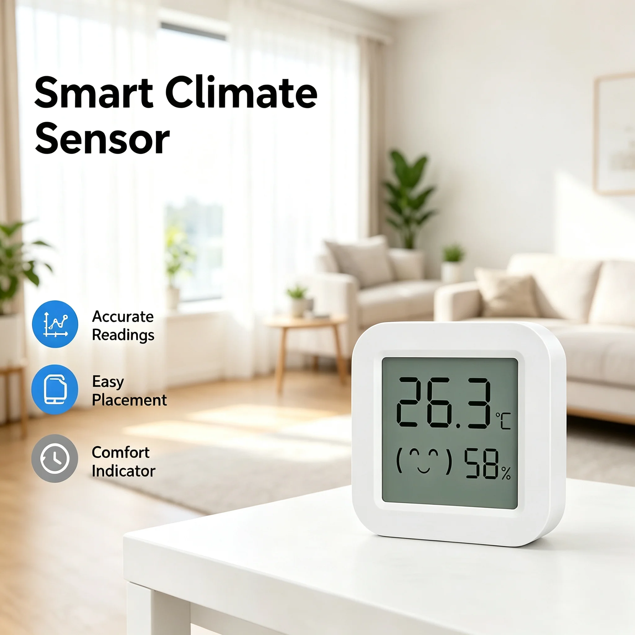 Sensor de Temperatura e Umidade Zigbee para Casa Inteligente com Tela LCD, Compatível com Tuya Smart Life, Alexa, Google Home, APP Smart Yandex, 1 unidade