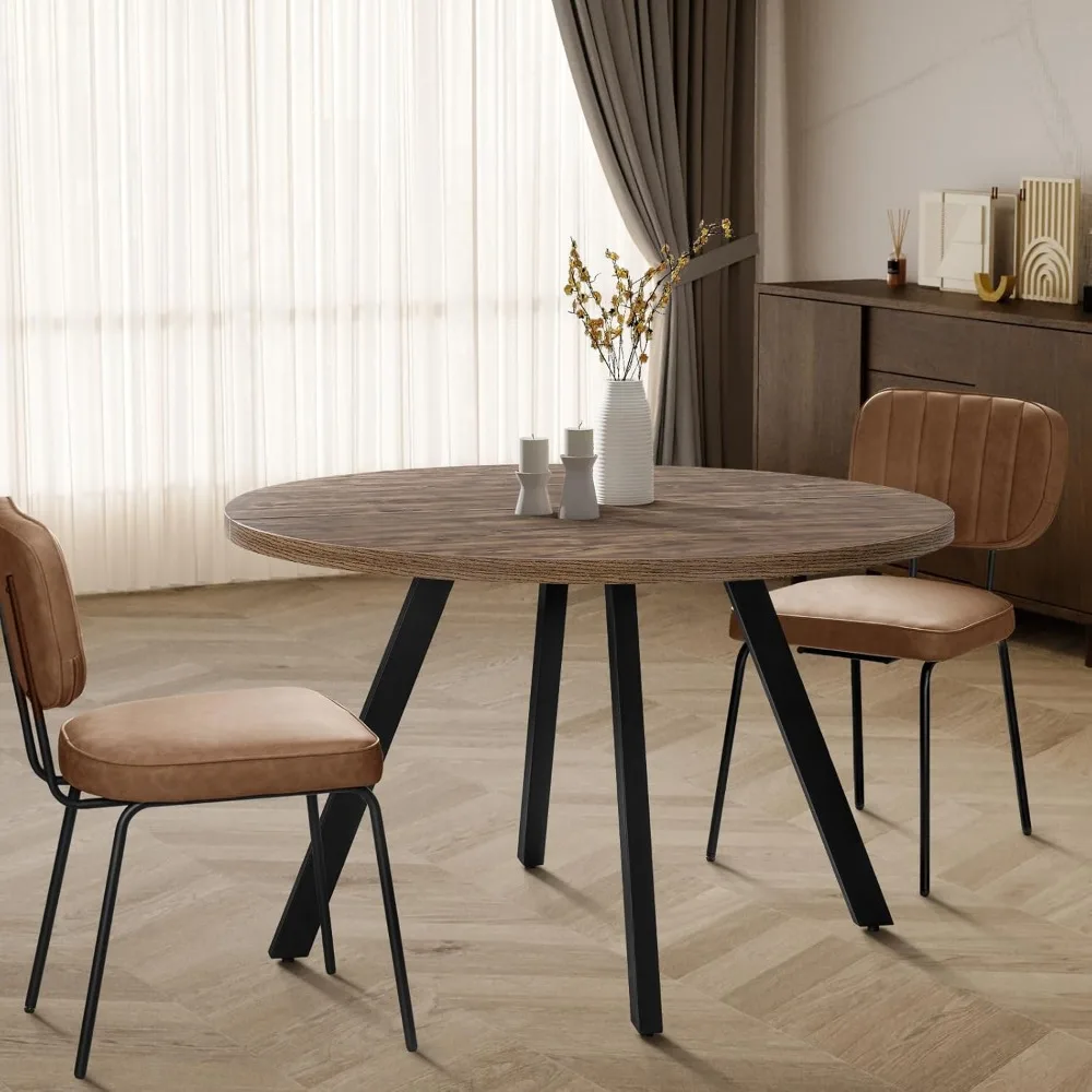 

Round Wood Dining Table for 4-6, 47" Mid Century Modern Kitchen Table (Only Table),
