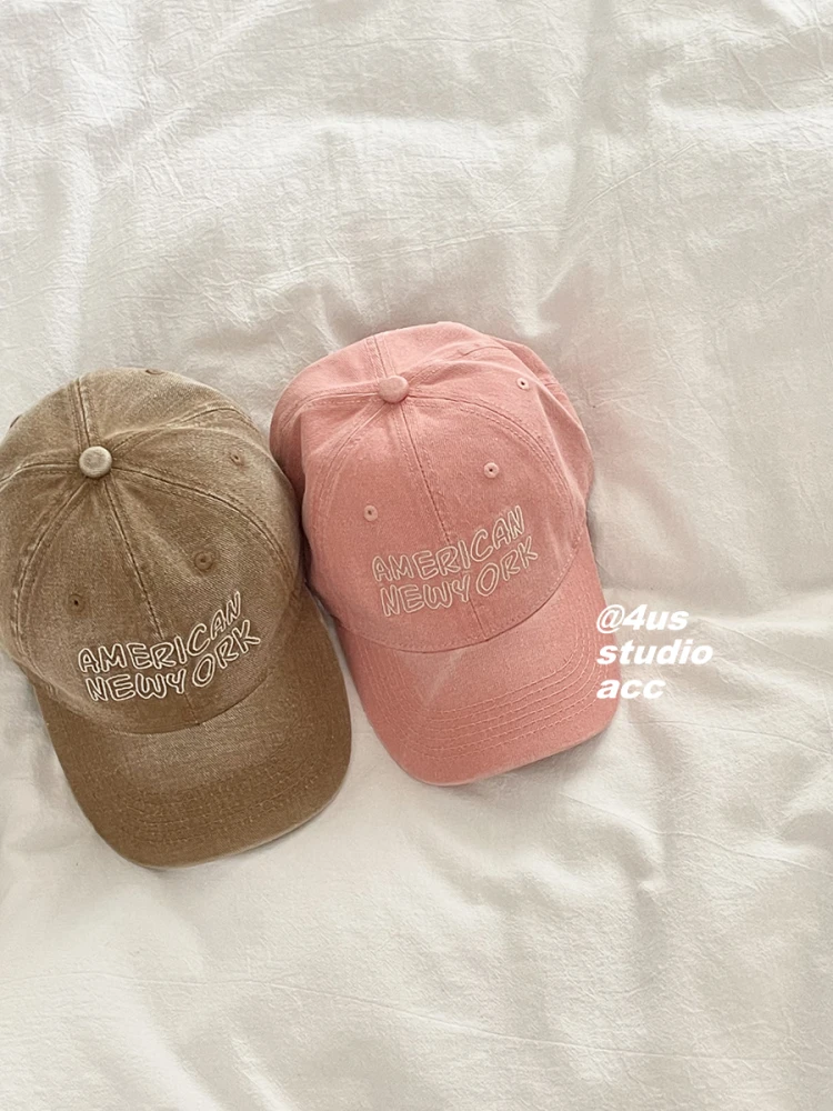 American retro washed denim cap women's versatile soft top big head circumference baseball cap men show small face 2