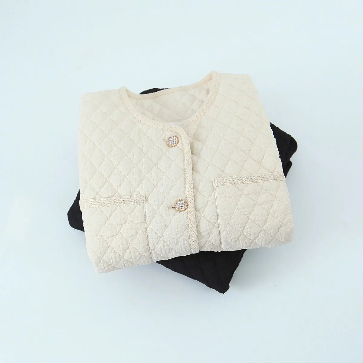 French Argyle Lightweight Parkas Women Autumn Winter 2023 Plus Size Casual Clothing Good Quality Embossed Cotton Padded Jacket