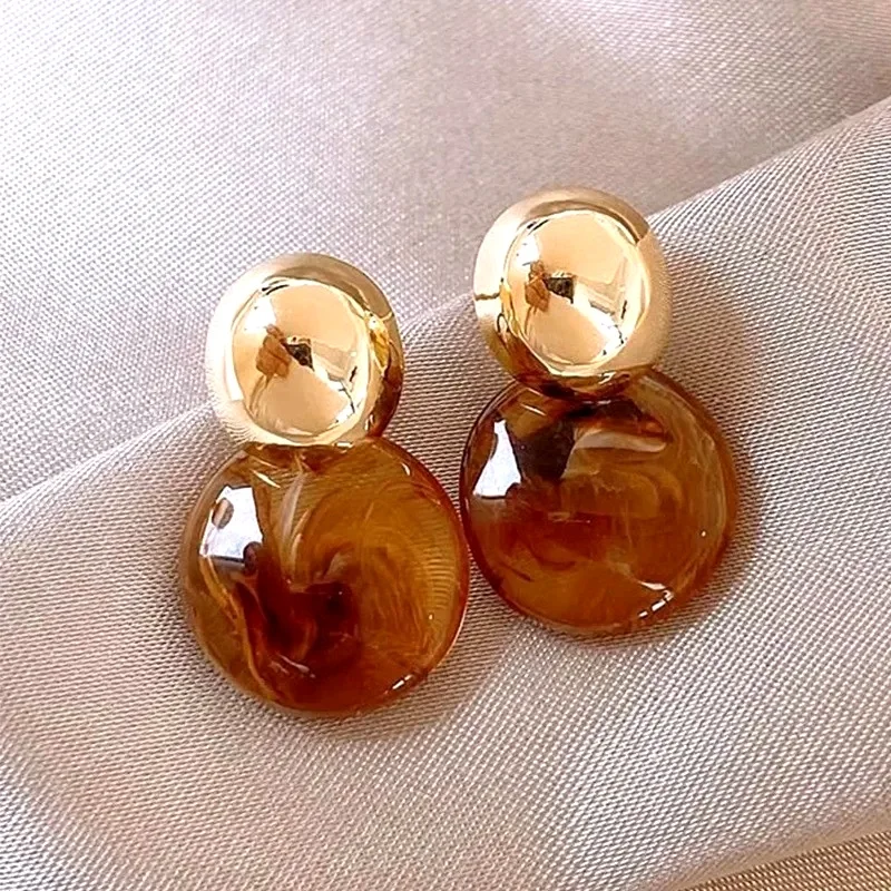 

Autumn And Winter New High-end Temperament Circular Amber Earrings Wedding Accessories Jewelry For Women Novelty Earrings