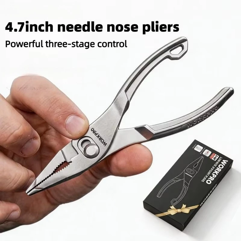 4.7 Inch WORKPRO Multi Functional Needle Nose Pliers Adjustable Slip-joint Pliers for Home DIY & Equipment Repair Work