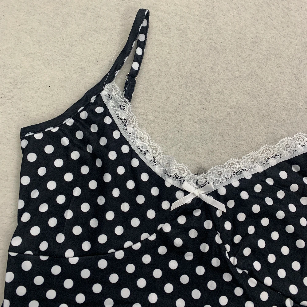 Y2k Sweet Polka dot Aesthetics Bowknot Lace cutie Harajuku classic Graphic High street Vintage casual slim fit suspender Dress view 5