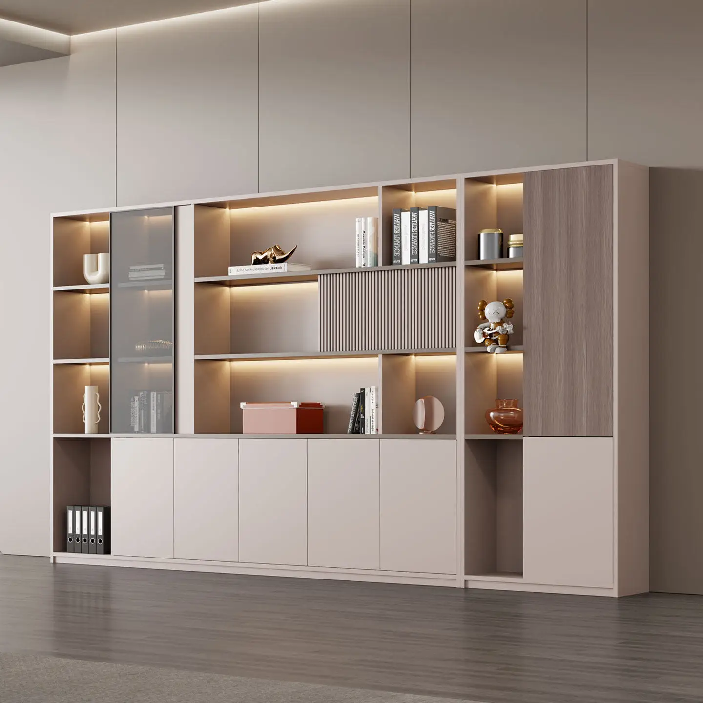 File Cabinet Office Locker Office Furniture Matching Background Cabinet File Storage Cabinet Light Strip Floor-to-Floor Bookcase