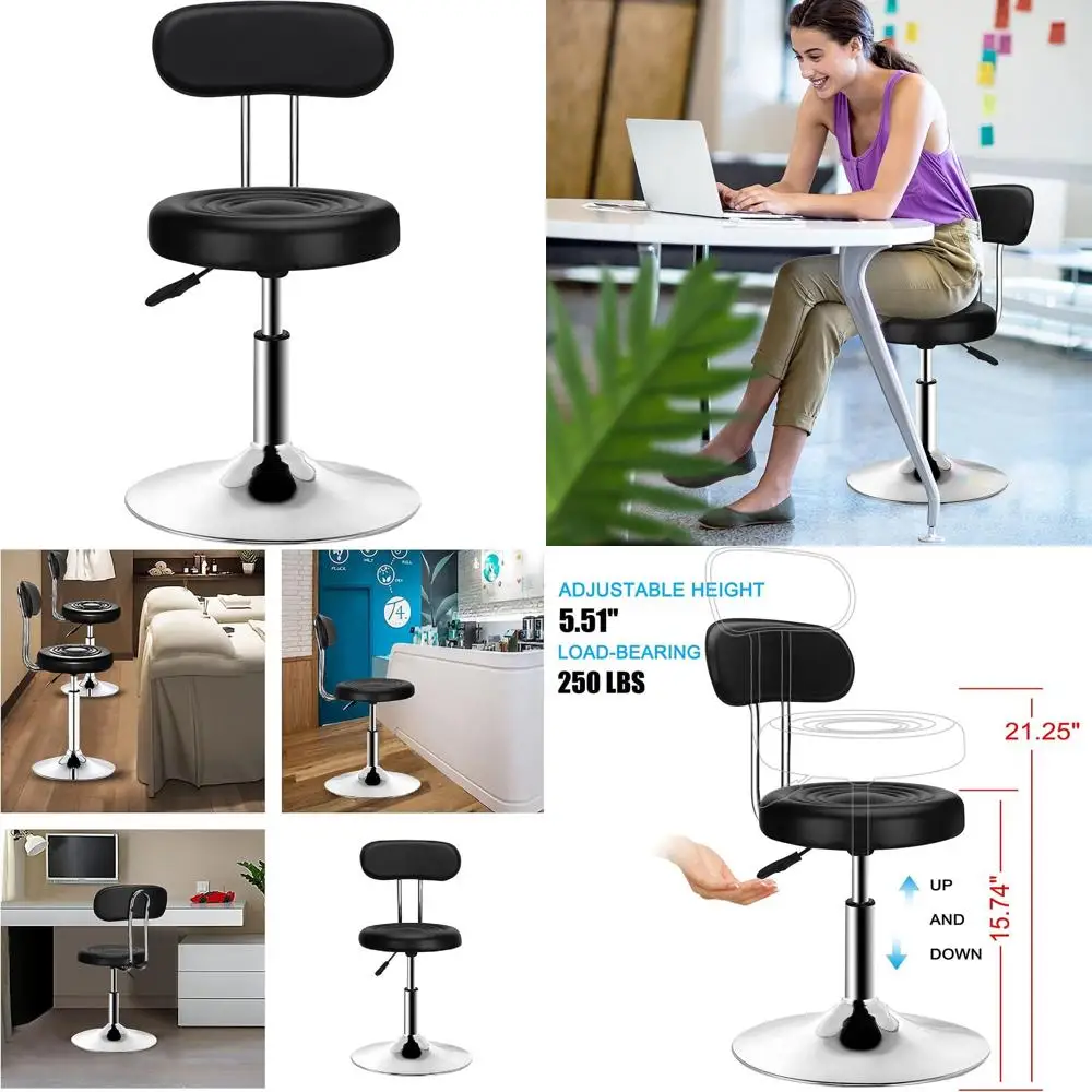 

Adjustable Ergonomic Swivel Office Chair for Desk, Computer, and Barber Use - Black