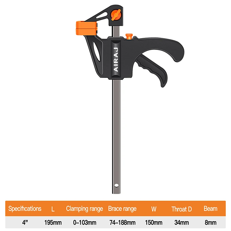 AIRAJ Carpintaria Clip, Bar F Clamp, Hard Grip Clip, Quick Ratchet Release, Carpintaria DIY Mão Vise Tools, 4 \