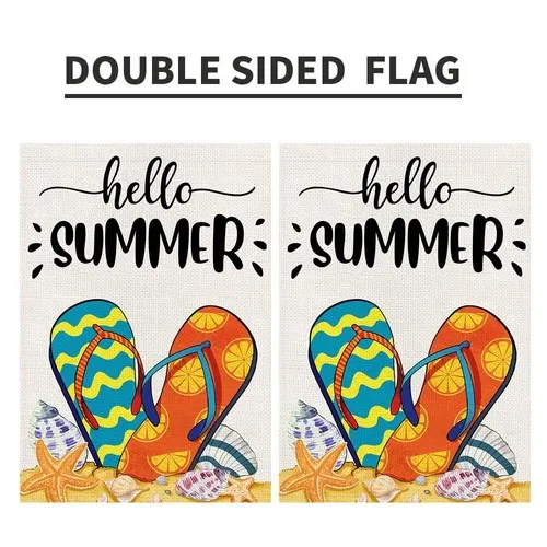 Hello Summer Decorations Colorful Slippers Beach Garden Yard Flag Gift 12