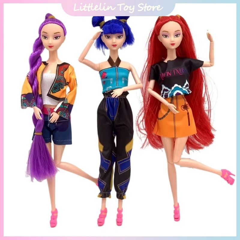 

New 30cm Kpop Devil Hunters Girl Group Action Figures Rumi Zoey Mira Character 11in Bjd Joint Doll Fashion Toys Fan Club Gift
