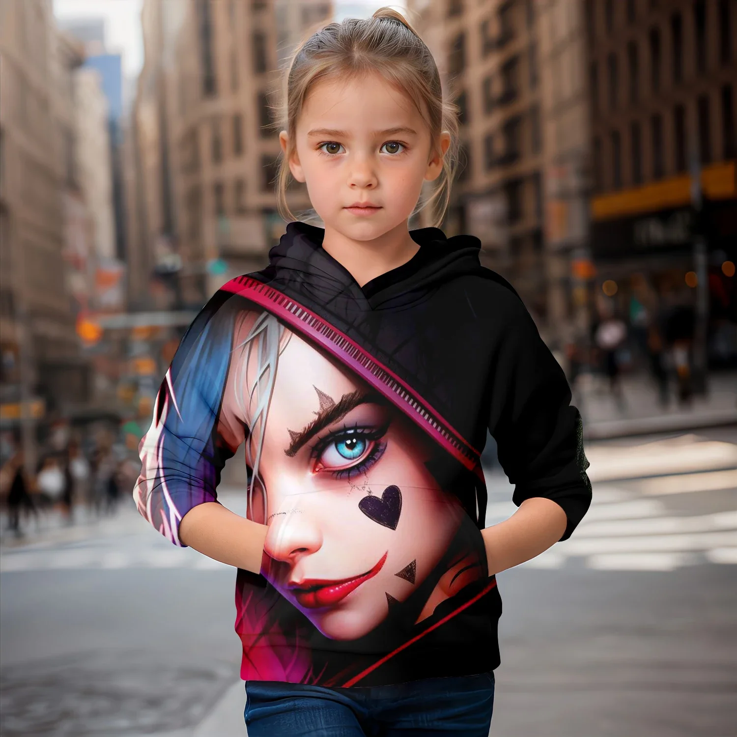 Cute Tops Kids Boutique Clothes 3D Printed Harley Quinn Hoodie Children\'s Clothing Autumn Girls Fashion Hoodies Leisure Student