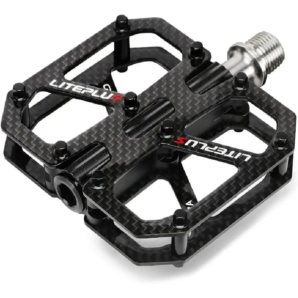 

Titanium Axle Carbon Non-Slip Lightweight 3-Bearing Mountain Bike Pedals for BMX, Road Bikes, 9/16